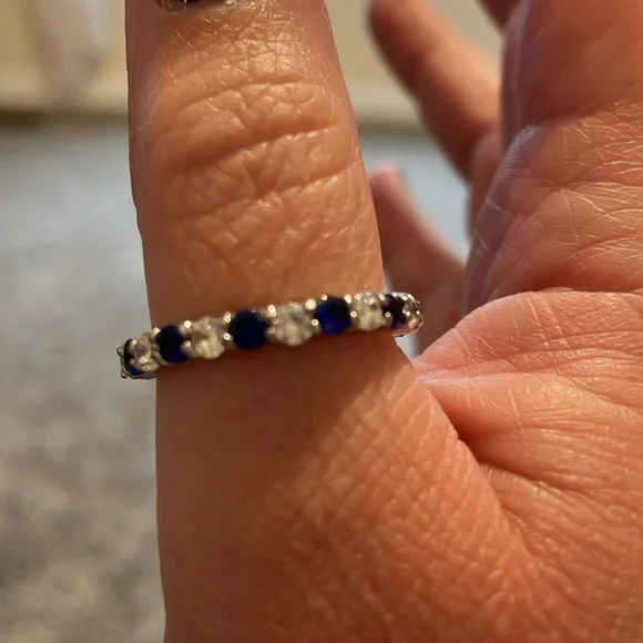 Sapphire and clear eternity ring Size 10 - Picture 6 of 8